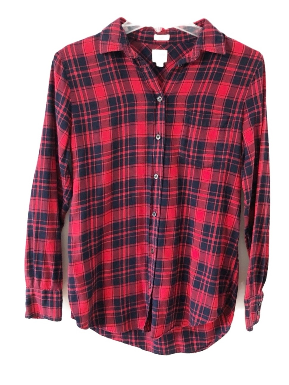 J. Crew Factory Boy Fit Plaid Flannel Shirt Button Front and Cuff Pointed Collar
